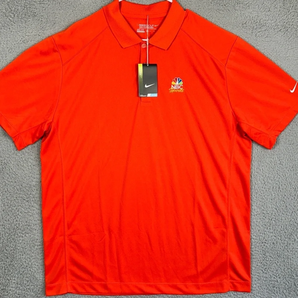 NEW Nike Golf Tour Performance Polo Shirt Men XL Orange Dri-Fit NBC Sports Rugby